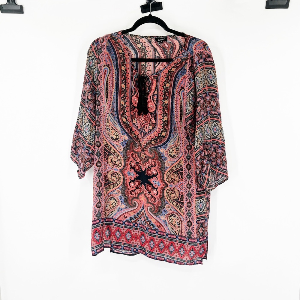 Tolani Printed 100% Silk Tunic Top